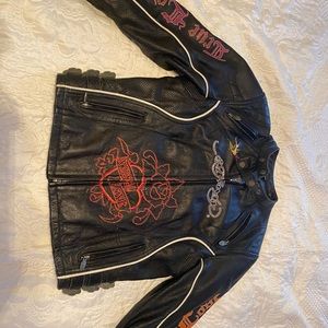 Ed Hardy Leather Motorcycle Jacket